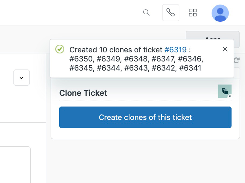 Clone Ticket feature detail — Agent Productivity app on the Zendesk Marketplace